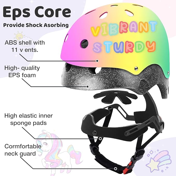 Color Gradient Adjustable Kids Bike Helmet Toddler Skateboard Helmets Boys Girls Child Ventilation Helmet for Multi-Sports Skating Cycling Scooter Balance-CubbioJoy