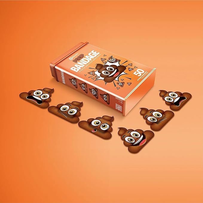 BioSwiss Bandages, Poop Shaped Self Adhesive Bandage, Latex Free Sterile Wound Care, Fun First Aid Kit Supplies for Kids, 50 Count-CubbioJoy