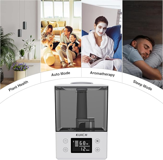 2.4L Air Humidifiers for Bedroom Baby - 26dB Quiet Cool Mist Air Humidifier for Nursery & Plants, Top Fill Air Humidifier Lasts Up to 30 Hours, Auto Shut-Off, Easy to Fill and Clean-CubbioJoy