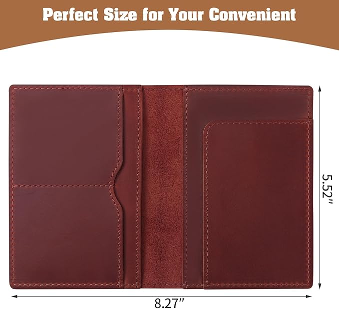 Jack&Chris Leather Passport Holder, Handmade Passport cover, Travel Wallet Cover Case for Men and Women, Leather Travel Documents Organizer Protector, JC107-CubbioJoy