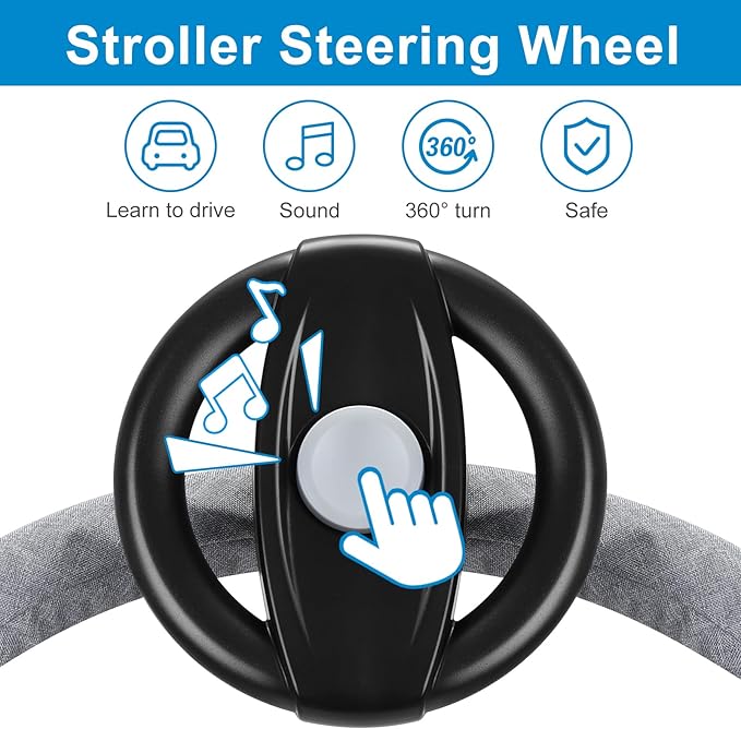 Accmor Stroller Steering Wheel Toy, Pretend Driving Simulated Steering Wheel for Baby Stroller Shopping Carts, Universal Detachable Funny Stroller Shopping Carts Toy Attachment Accessories-CubbioJoy