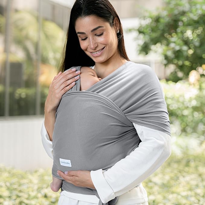 Comfy Cubs Baby Wrap Carrier - Soft & Secure Fit Cotton Blend Baby Carrier Newborn to Toddler - Hands-Free & Lightweight Infant Wrap - Adjustable, One Size Fits All Toddler Sling - Slate Grey-CubbioJoy