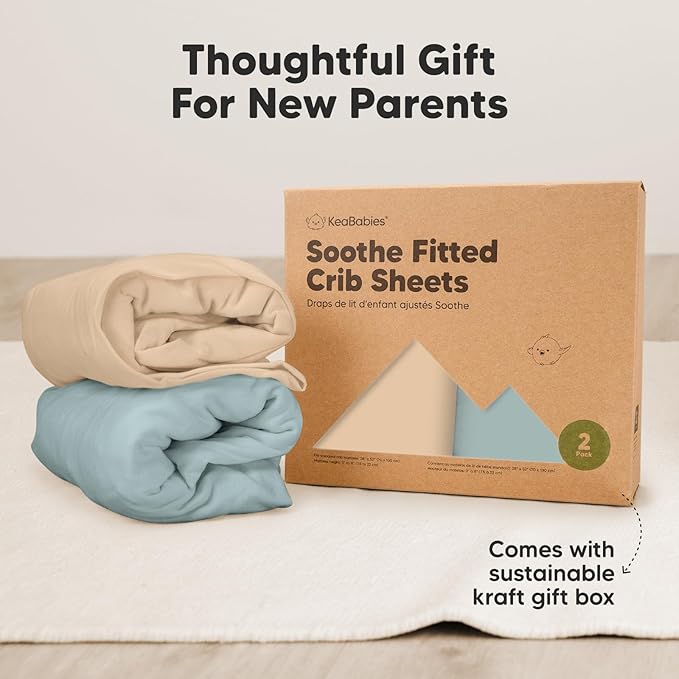 KeaBabies 2-Pack Organic Crib Sheets for Boys, Girls - 52x28 Fitted Crib Mattress Sheet Neutral, Breathable Jersey Cotton Cover for Baby Bed, Toddler Mattress, Soft & Cute Prints (Toasty)-CubbioJoy