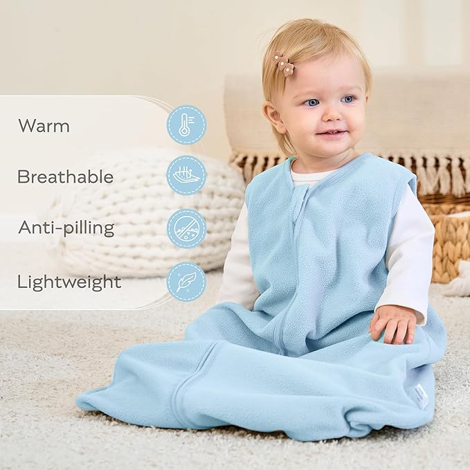 JELLYMONI Fleece Baby Sleep Sack 6-12 Months, 2 Pack 1.5 TOG Baby Wearable Blanket Winter Infant Sleeping sack with 2-Way Zipper, Warm Toddler Sleep Sack-CubbioJoy