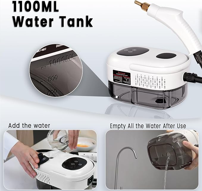 2500W Handheld Steam Cleaner,Portable Car Steamer For Auto Detailing,High-Temperature and Pressure Steam Cleaner For Home, Steam Cleaning Machine for Furniture,Kitchen,Grout,Floor,Tile (6-White)-CubbioJoy