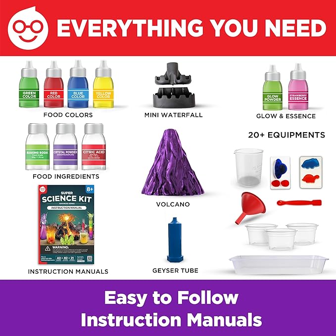 Doctor Jupiter Super Science Kit for Kids Ages 8-12 | Chemistry Set, STEM Toy with 100+ Experiments & Geyser Tube | Birthday Gift Ideas for Boys & Girls 8+ Years Old | Learning & Educational Projects-CubbioJoy