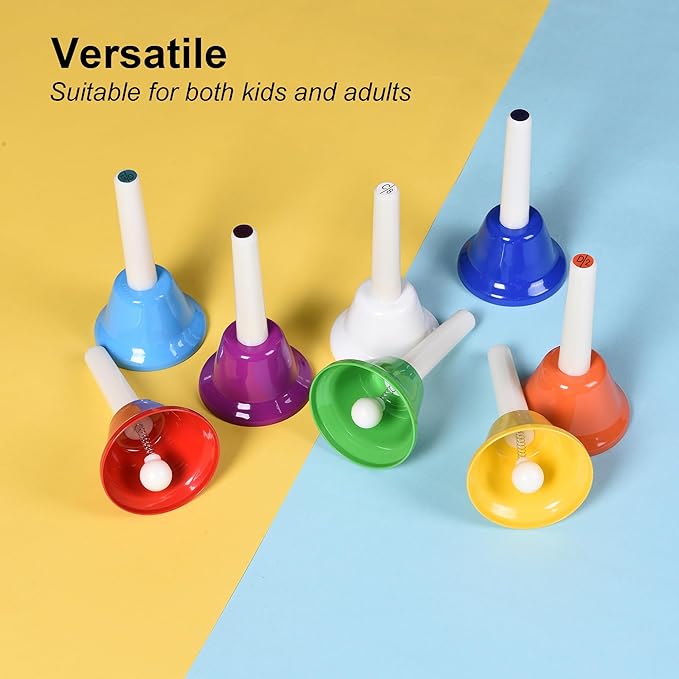 8 Note Hand Bells for Kids Adults, Colorful Merry Handbells Set Musical Instruments-CubbioJoy