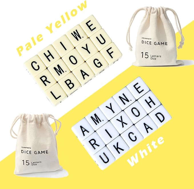 Crossword Dice Game, Word Game, Fun for Family Game Night, Festive Parties, Gatherings & On-The-Go Fun, Crossword Puzzle with 15 Large Letter Dice-CubbioJoy