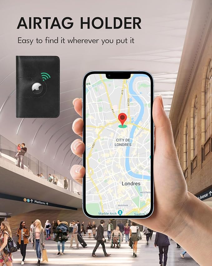 ALLIVE Passport Holder for Travel, Genuine Leather Passport Holder with Airtag Women Men,Travel Must Haves Airport Essentials, Passport Cover Travel Gifts Black-CubbioJoy