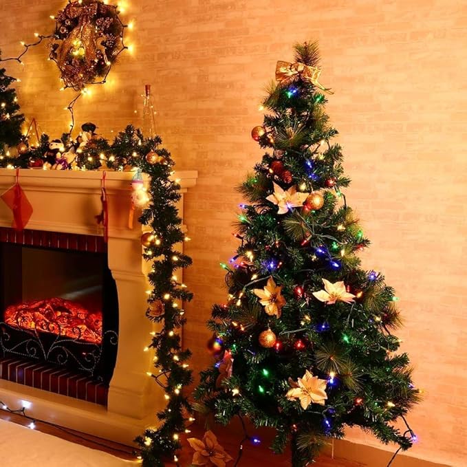 Brizled 4 Pack Color Christmas Lights, 33ft 100 LED Christmas String Lights, 120V UL Certified Multicolor Xmas Tree Light Plugin Mini Xmas Light for Indoor Outdoor Tree Party Home Wedding Decorations-CubbioJoy