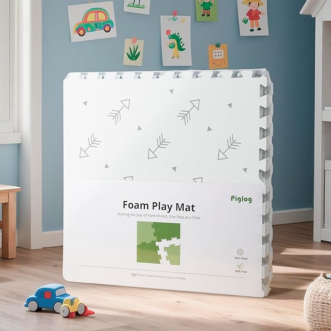 Baby Foam Play Mat-72”x 48” Baby Playmat,6-Piece Interlocking Foam Floor Tiles,Puzzle Mat for Infants and Toddlers,Waterproof Crawling Mat,Non Toxic Play Mat for Baby Tummy Time Mat(Arrow)-CubbioJoy