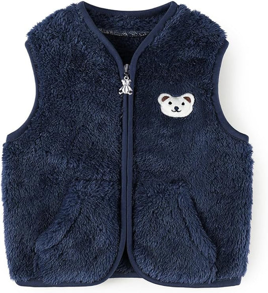 Baby Boys Girls Fleece Vest Zip Up Cute Bear Jackets Fuzzy Fall Winter Warm Clothes Newborn Outwear for Toddler Infant-CubbioJoy