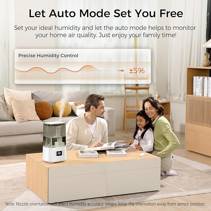 BOXING 6L Warm & Cool Mist Humidifiers for Bedroom, Air Humidfier for Large Room with Remote Control, Auto Mode Perfect for Baby & Plants, Top Fill, Sleep Mode, Timer, Essential Oil Tray, 60H-CubbioJoy