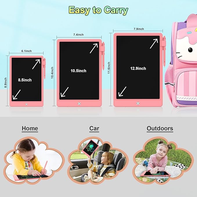 8.5 Inch LCD Writing Tablet for Kids, Colorful Toddler Doodle Board - Erasable Drawing Pad, Educational Learning Toy for Ages 3-8 - Valentine's Day Christmas Birthday Gifts (8.5 Inch, Pink)-CubbioJoy