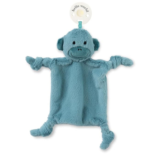 Bella Tunno Bubbi Buddy – Soft, Plush Lovey Pacifier Holder for Baby Pacifiers to Soothe, Comfort, and Bring Baby Teething Relief, Colorful Animal-Themed Baby Lovey (Monkey)-CubbioJoy