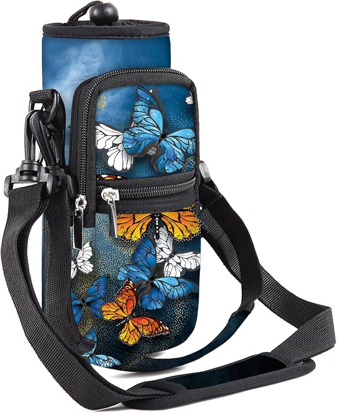 25/32/40/64oz Water Bottle Bag Holder Carrier-Insulated Crossbody Sling Case Sleeve with Strap & Pockets for Men Women Gym Cycling Travel Walking Hiking Camping-CubbioJoy