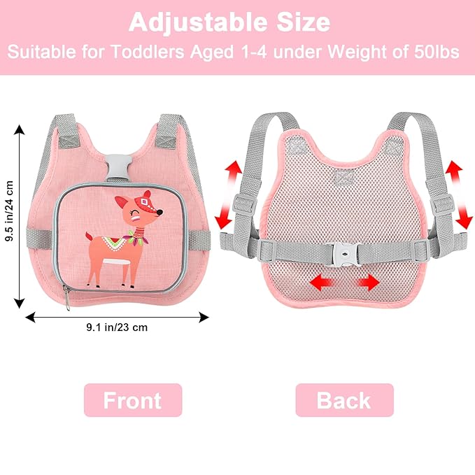 Accmor Toddler Harness Leash + Anti Lost Wrist Link, Cute Deer Kids Harness with Leash, Collapsible Child Leash Baby Walking Harness Protector Wristband Strap for Baby Girls Outdoor-CubbioJoy