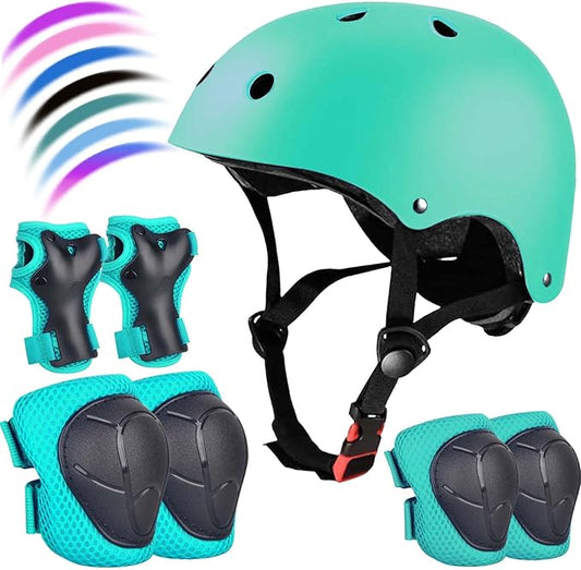 Kids Bike Helmet Set Adjustable for Children, Boys, Girls and Teenagers Aged 3-8 Years Includes Elbow, Knee, Wrist Guards Children's Helmet Protection Set for Bikes SkateboardsRollerskates-CubbioJoy