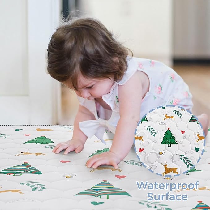 Baby Play Mat 50" X 50" Playpen Mat Thicken One-Piece Baby Crawling Mat Non-Slip Cushioned Baby Floor Play Mat Activity Playmats for Babies and Toddlers Infants Play & Tummy Time (50x50, Tree)-CubbioJoy