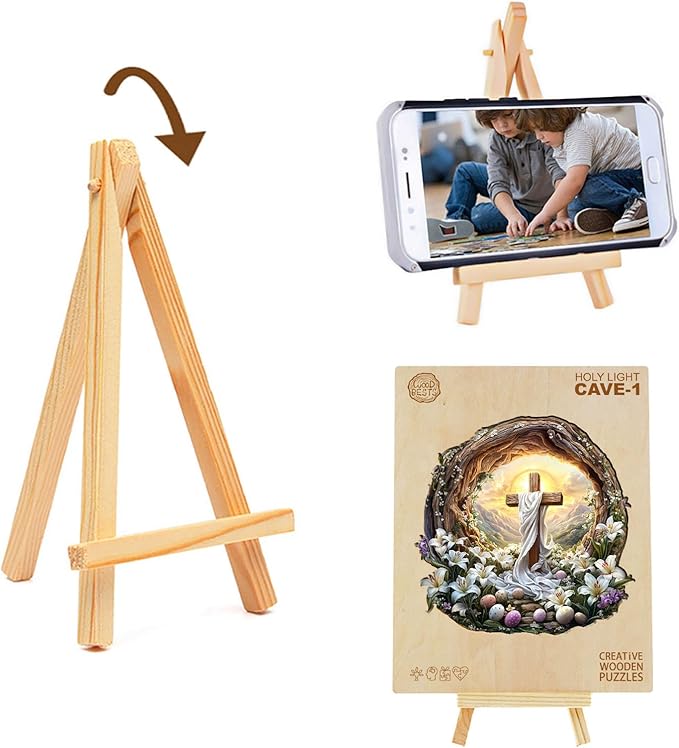 KAAYEE Wooden Puzzles for Adults, 3D Vision Effect Holy Light Cross Wooden Jigsaw Puzzle Unique Shape Wood Puzzle Adult, 3D Effect Flat Puzzle Birthday Family Game (S-8.5 * 8.4 in-100pcs)-CubbioJoy