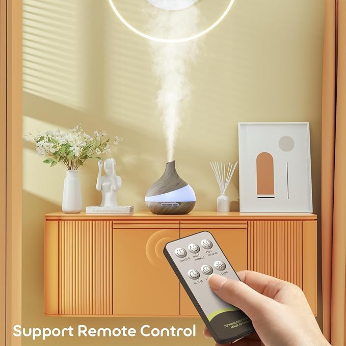 500ML Essential Oil Diffuser: Aroma Diffuser with Remote Control for Hotel Spa Yoga Room - Humidifiers for Bedroom with 14 Colors LED Night Light for Kids/Women Home Relaxation-CubbioJoy
