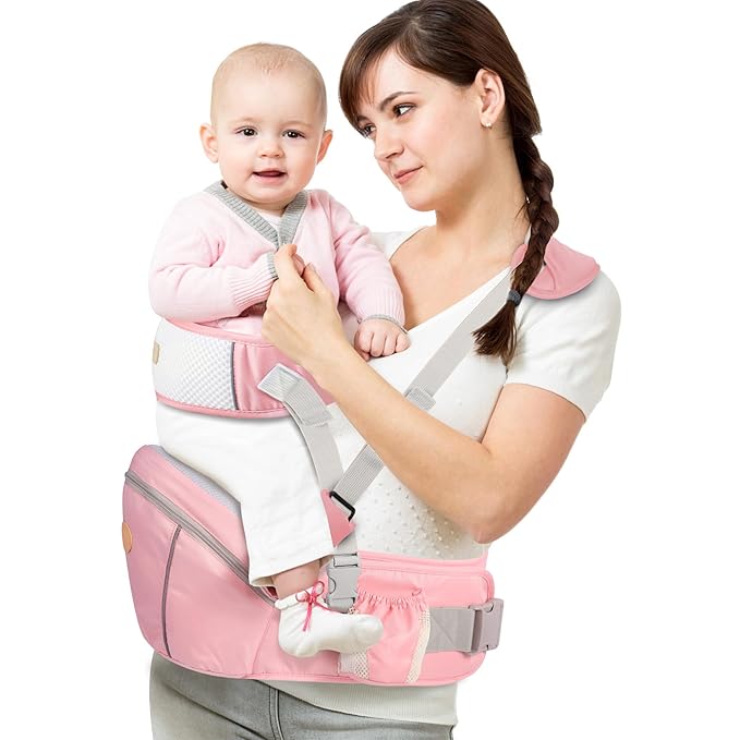 Baby Hip Seat Carrier, Ergonomic Waist Stool for Child Infant with Adjustable Strap Pocket Soft Base, Baby Hip Carrier for Newborns & Toddlers-CubbioJoy