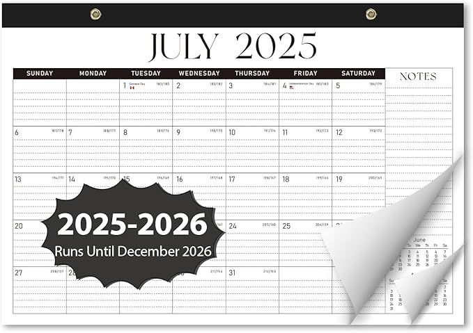 Desk Calendar 2025-2026, Monthly Desktop Large Calendar Runs Until December 2026 17" x 12" Desk Wall Planner for Family Office Teacher School, Black-White-CubbioJoy
