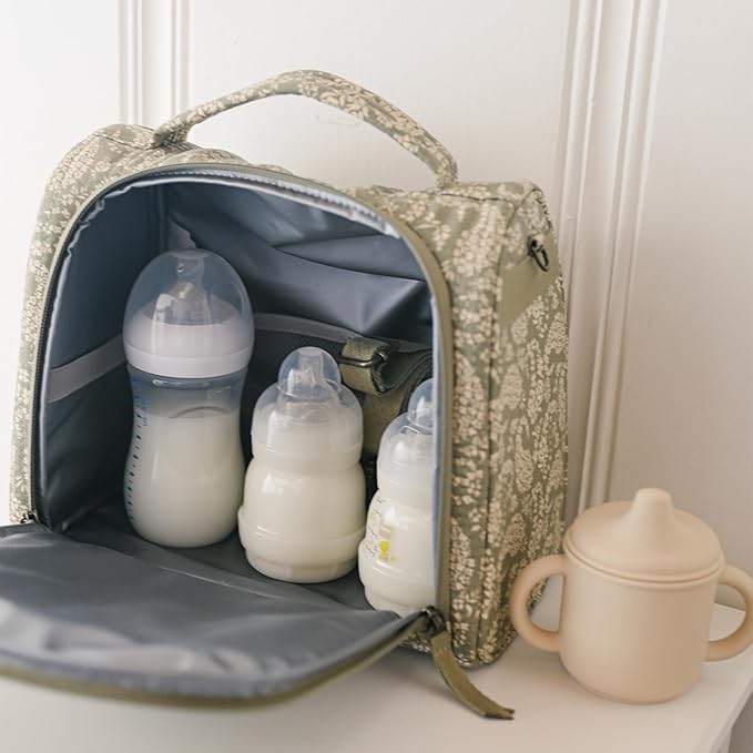 JuJuBe x Sazan Hendrix - New Insulated Bottle Bag, Breastmilk Storage Bag for Baby Bottles, Travel Waterproof Insulated Lunch or Cooler Bag for Nursing, Milk, Snacks, Paisley Floral, Mother's Day Gift-CubbioJoy