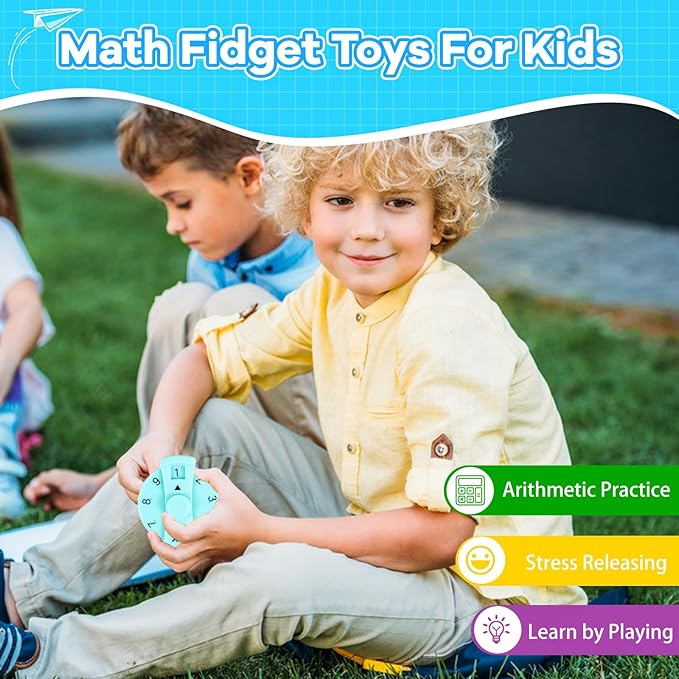 9 Pcs Math Fidget Spinners, Math Fidget Toy for Kids, Learn Multiplication and Division with The Math Spinners, Math Game for Home Classroom Prizes-CubbioJoy