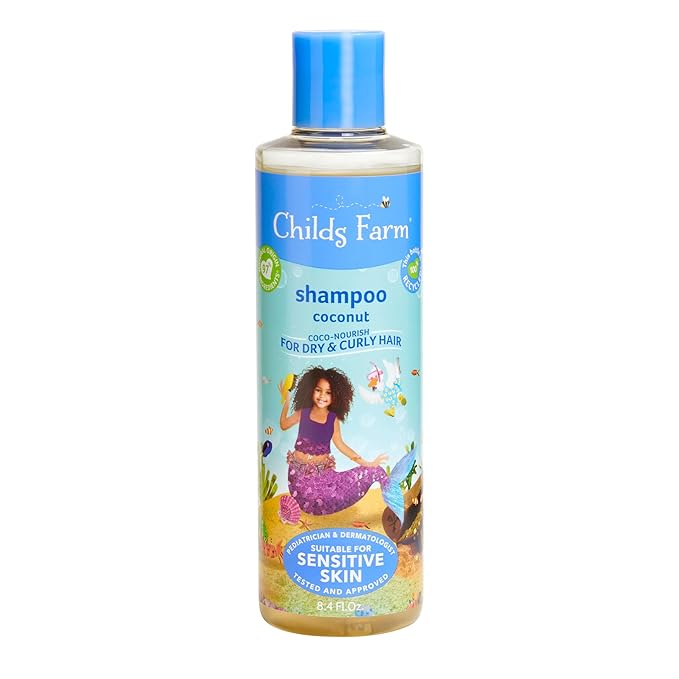 Childs Farm, Coco-Nourish Shampoo contains natural corn and coconut cleansers to gently clean and nourish hair leaving curls defined, 8.4 Fl Oz-CubbioJoy