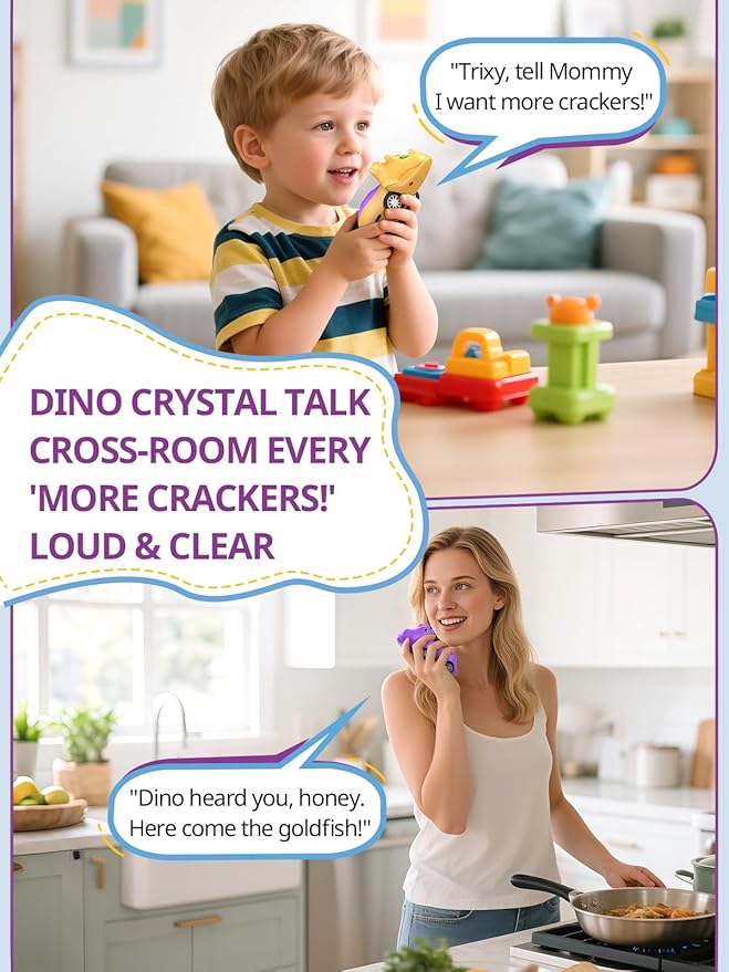Dinosaur Walkie Talkies for Kids Rechargeable, Dino Toy Cars for Boys & Girls Ages 3-7, Crystal-Clear Audio, 48H Play, Fun Indoor & Backyard, Birthday Xmas Gifts for Toddler, 2 Pack-CubbioJoy