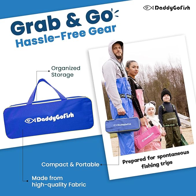 DaddyGoFish Kids Fishing Pole - Rod Reel Combo Tackle Box Starter Set - First Year Small Dock Gear Kit for Boys Girls Toddler Youth Age Beginner Little Children Junior Anglers Older Kids-CubbioJoy