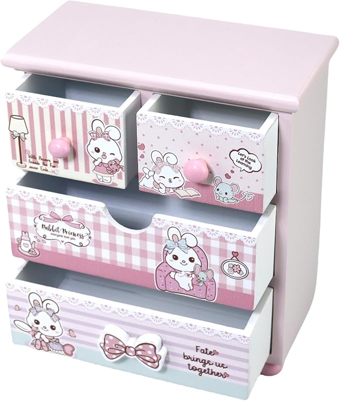 Children Jewelry Box for girls Pink Cute bunny girls jewelry box Little girl birthday christmas Gift kids jewelry box Organizer-CubbioJoy