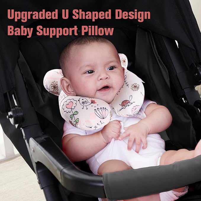 KAKIBLIN Baby Neck Pillow, Upgraded Baby Support Pillow,Babies Head Pillow,Neck Support Pillow for for Car Seat,Pushchair,Travel (Hippo)-CubbioJoy