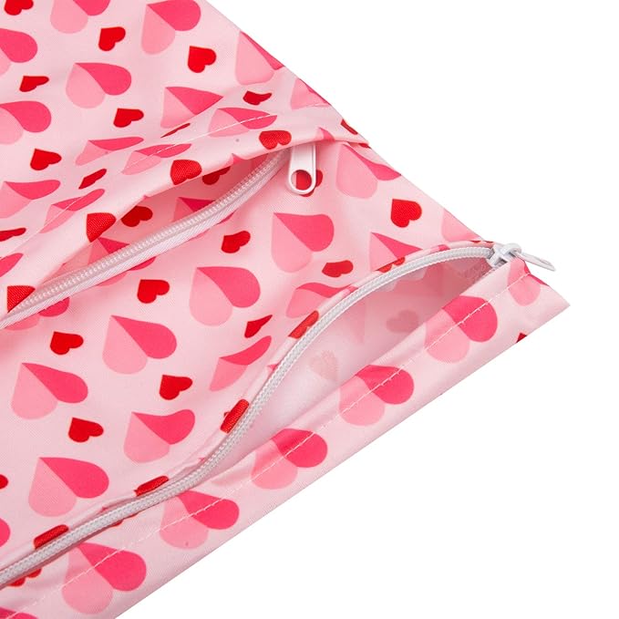 ALVABABY 2pcs Cloth Diaper Wet Dry Bags Waterproof Reusable with Two Zippered Pockets Travel Beach Pool Daycare Soiled Baby Items Yoga Gym Bag for Swimsuits or Wet Clothes LZ0102-CubbioJoy