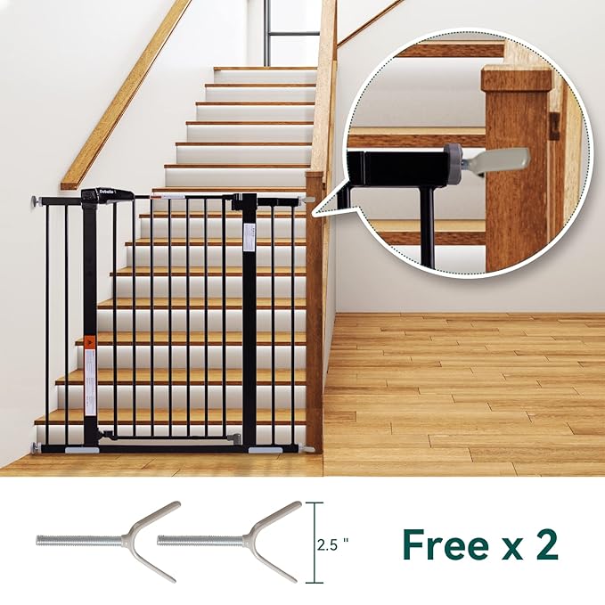 BABELIO 36" Tall Baby Gate, 26-40" Wide Auto Close Pet Gate, Pressure Mounted Metal Dog Gate, Easy-Install No Drilling, No Tools Required, with Wall Protectors and Extension Kits, Black-CubbioJoy