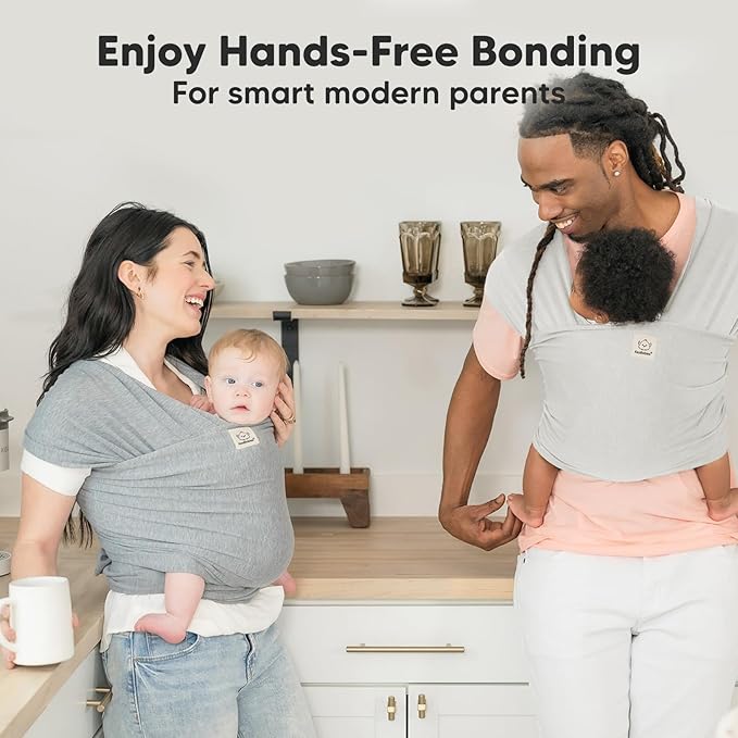 KeaBabies Baby Wrap Carrier - All in 1 Original Baby Carrier Newborn to Toddler Sling, Easy to Wear, Hands Free Bonding, Lightweight, Breathable Infant Wraps (Rhino Gray)-CubbioJoy