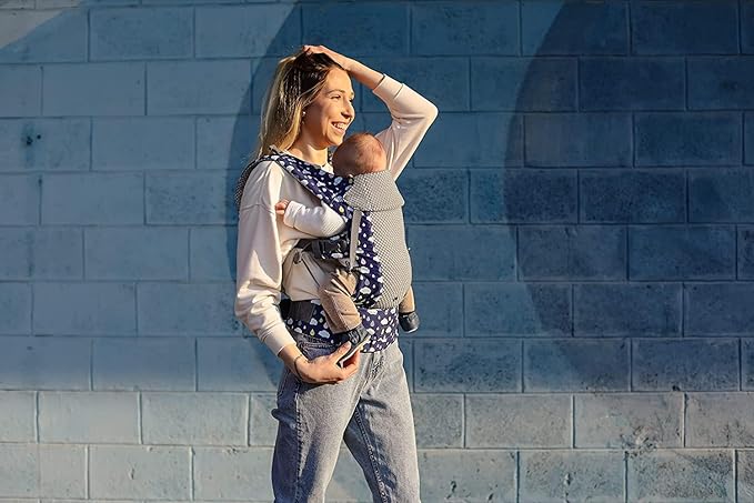Beco Gemini Baby Carrier from Newborn to Toddler - Certified Ergonomic Newborn Baby Carrier for Infants and Children of 7-35 lbs - M Shape, Adjustable Seat, Breathable 3D Mesh (Cool Rain Drops)-CubbioJoy