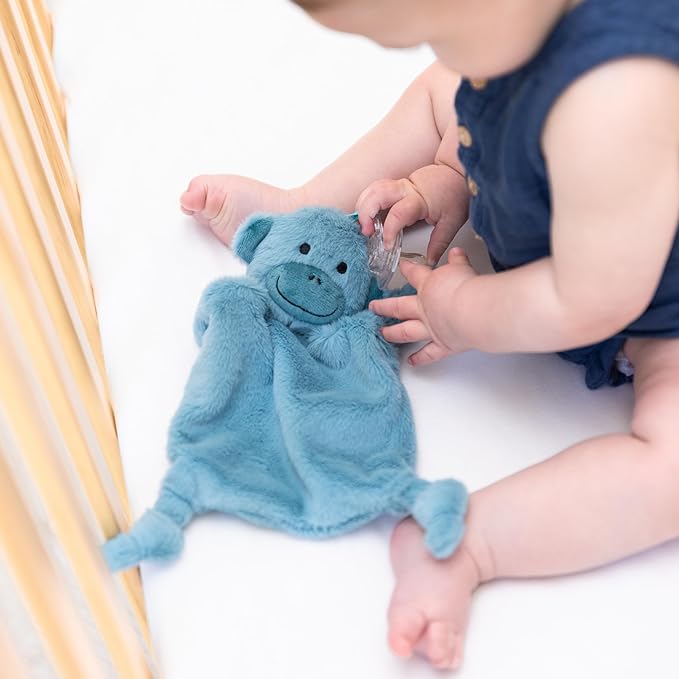 Bella Tunno Bubbi Buddy – Soft, Plush Lovey Pacifier Holder for Baby Pacifiers to Soothe, Comfort, and Bring Baby Teething Relief, Colorful Animal-Themed Baby Lovey (Monkey)-CubbioJoy