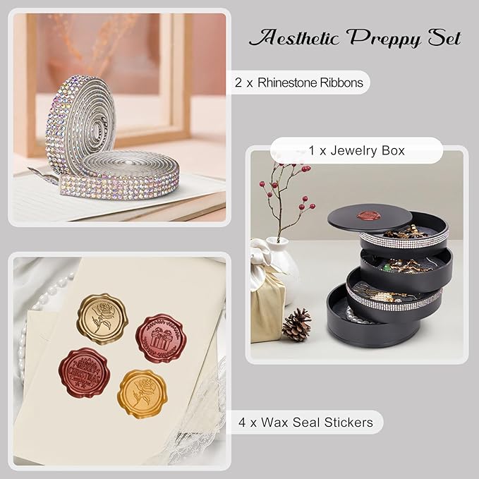 CONBOLA Jewelry Holder Organizer, Christmas Gifts Ideas for Women, Small Jewelry Storage Box Earring Holder, 5-Layer Rotating Jewelry Storage Tray with Lid for Bracelets Rings Bracelets-CubbioJoy