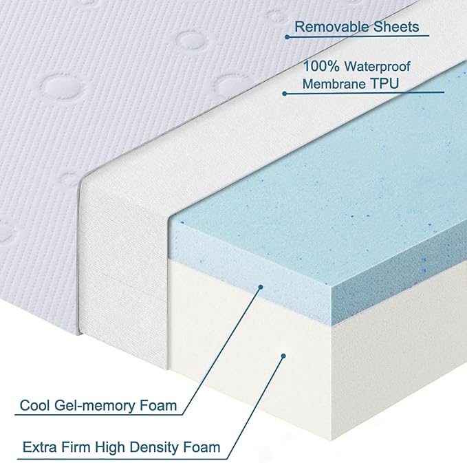 Baby Bassinet Mattress Pad, 30" x 18" x 2" Dual Sided Gel Memory Foam Mattress with Breathable Removable Soft Cover Fit for Halo Bassinest Swivel/Luxe/Glide/Flex/Premiere Series Sleeper-CubbioJoy