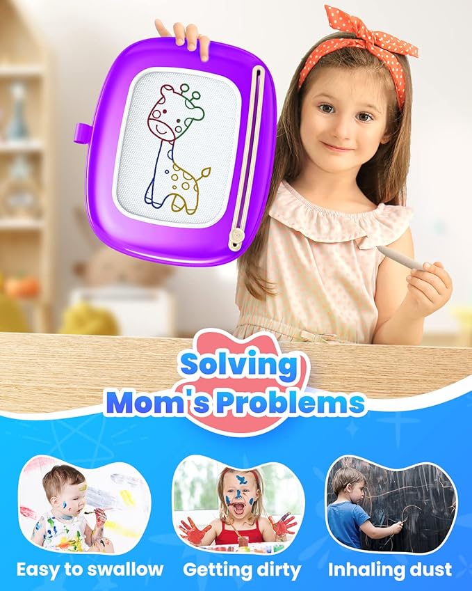 Doodle Board for Toddler Toys Age 1-2, Magnetic Writing Board, Preschool Learning and Educational Toys for 1 2 3 Years Old Girl Boy Gift for Birthday -Purple-CubbioJoy