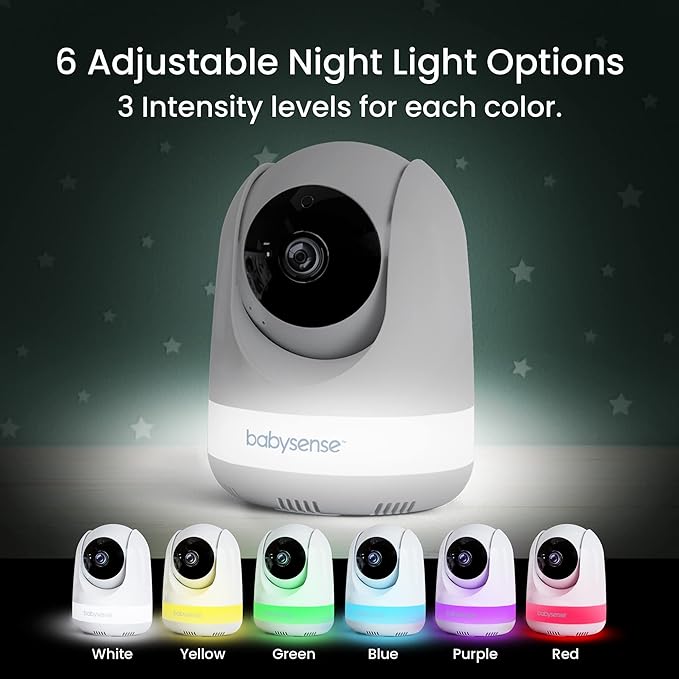 Babysense 5.5" Full-HD Split-Screen Baby Monitor, 1080p Video Baby Monitor with Camera and Audio, 3 Cameras with 6-Color RGB Night Light, 1000ft Range, Two-Way Audio, 4X Zoom, Large Battery-CubbioJoy