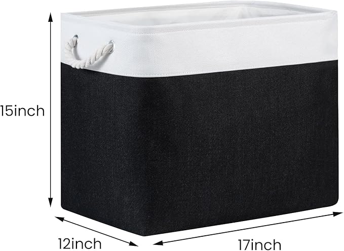 Bidtakay Baskets Extra Large Storage Bins for Clothes Set of 2 Black Baskets for Organizing Fabric Bins 17x12x15 In Tall Baskets with Handles Decorative Basket for Home Organiztion Dog Toy Baskets-CubbioJoy