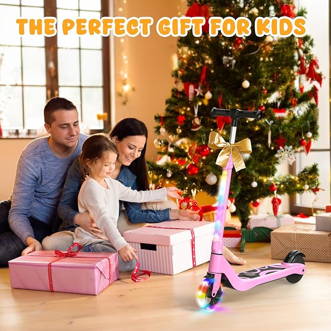 CBD Electric Scooter for Kids, 6 Mph Top Speed, Up to 5 Miles Range, 5.3" Solid Tires Wheel and Front Light, Kick Scooter Adjustable Height for Kids Age 6-12-CubbioJoy