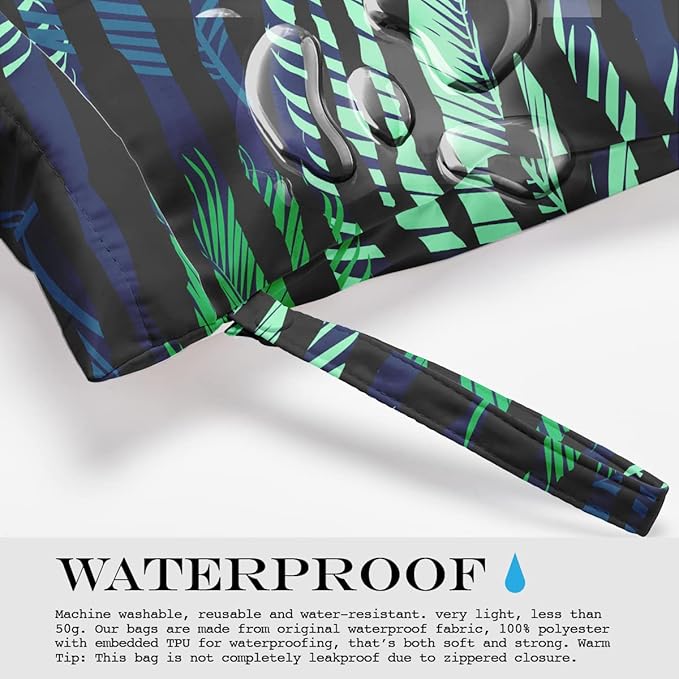 Wet Bag, Wet Dry Bag, Wet Bag for Swimsuit, Travel, Beach, Pool, Diapers, Dirty Yoga Gym Clothes, Makeup Bag, Waterproof Tropical Palm Leaves Decor Jungle Palm Leaf Favors-CubbioJoy
