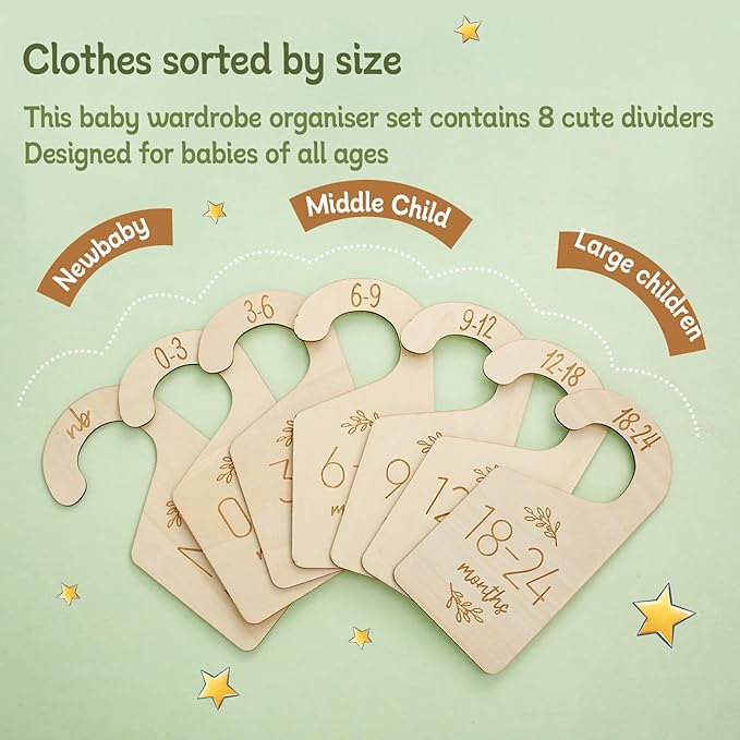 16Pcs Baby Closet Dividers Cute Baby Clothes Organizer Double Face Baby Closet Organizer for Clothes Organizer Wooden Baby Closet Dividers for Infant to Toddler-CubbioJoy