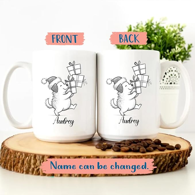 Customized Name Dog Accent Ceramic Mug Gift For Dog Lover Mom Dad, Personalized Dogs Animal White Coffee Mug 11 Oz 15 Oz, Awesome Puppy Travel Cup Gift For Birthday/Holiday/Anniversary, Dogs Cup-CubbioJoy