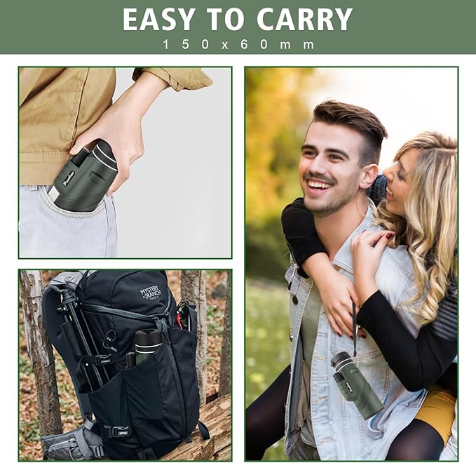 40X60 Monocular Telescope with Smartphone Holder& Tripod, High Power Nitrogen-Filled Monocular for Adults with BAK4 Prism & FMC Lens, HD Monocular Scope for Birdwatching Hiking Concert Travelling-CubbioJoy