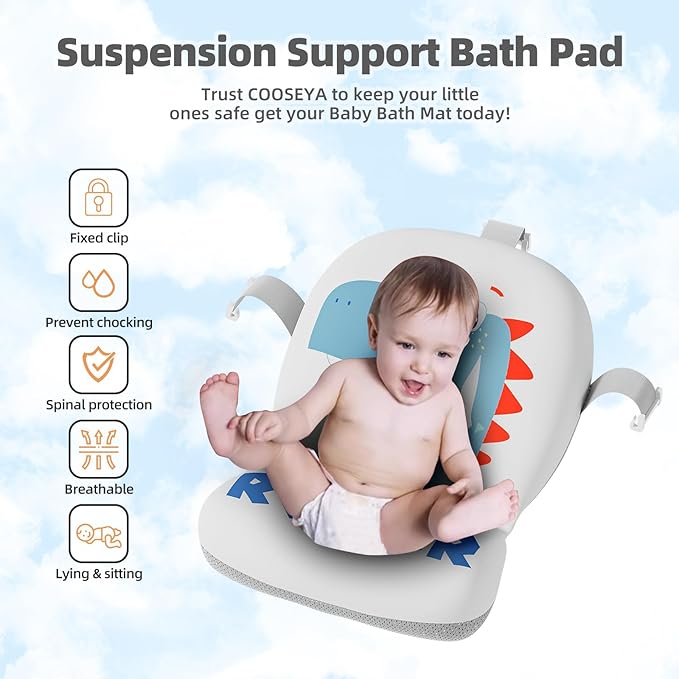 Collapsible Baby Bathtub for Newborn, Foldable Baby Bath Tub with Thermometer & Soft Floating Cushion & Drain Hole, Portable Travel Infant Bath Tubs for Newborns to Toddler 0-36 Months Girl, Blue-CubbioJoy
